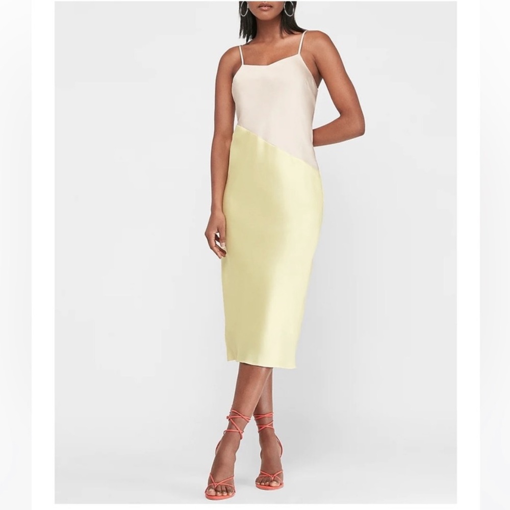Like new Express Satin Color Block slip dress sz S
